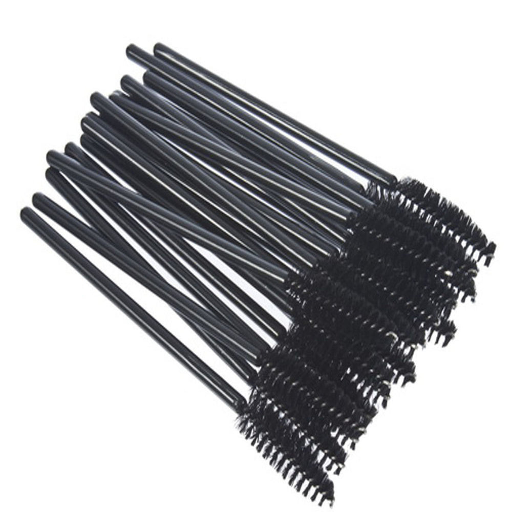 LUXUR 100pcs Black Disposable Eyelash Mascara Brushes Wands Applicator Makeup Brush Eyelash Extension Spoolies Tool