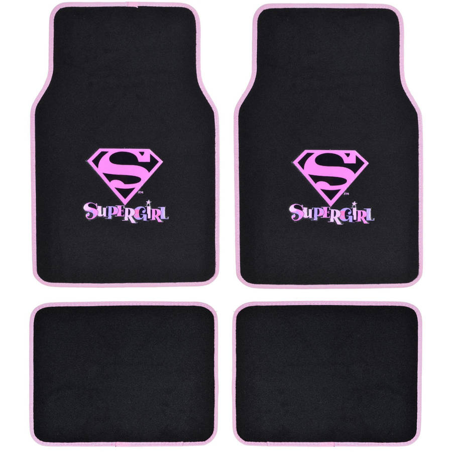 Supergirl Floor Mats for Car, 4-Piece, Universal Fit, Looney Tunes Cartoon Design Auto Accessories