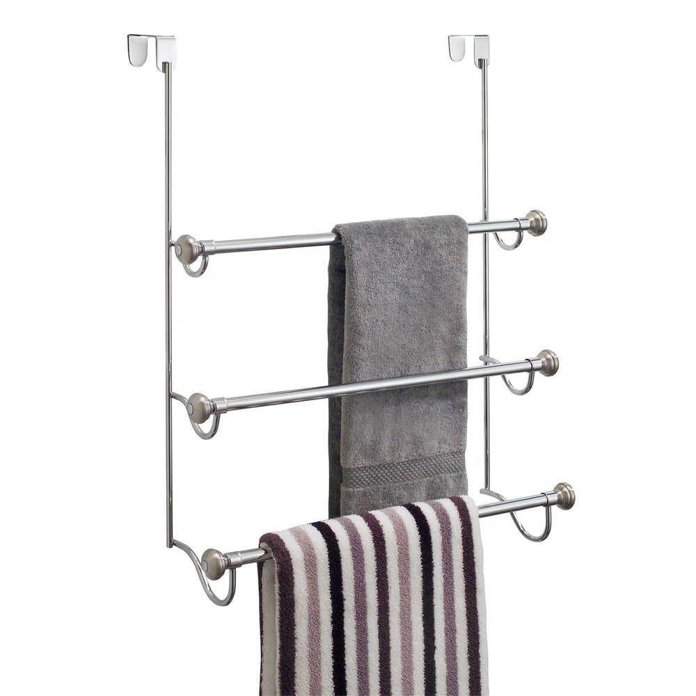 InterDesign York Over the Shower Door Towel Rack for Bathroom, Chrome/Brushed