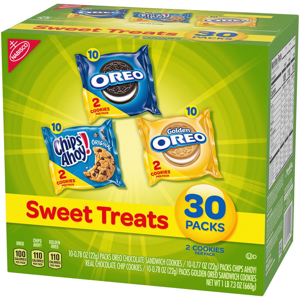 Nabisco Oreo, Chips Ahoy!, & Golden Oreo Sweet Treats Variety Cookie Pack, 23.3 Oz., 30 Count