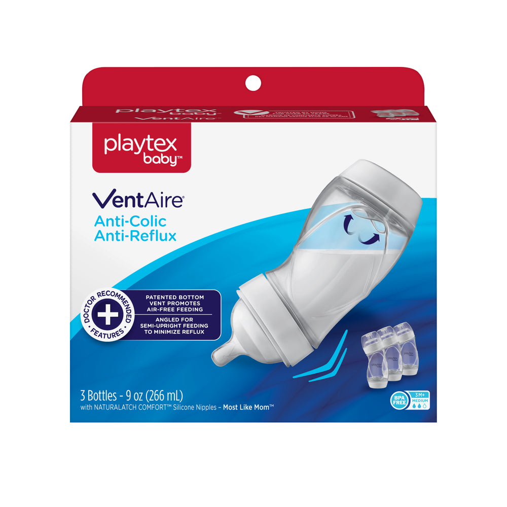 Playtex Baby VentAire Complete Tummy Comfort Baby Bottles, 9 oz, 3 pk