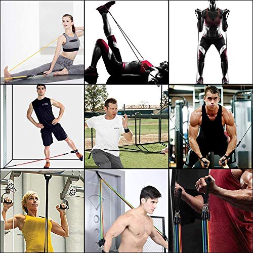 STARISE Resistance Bands Set - 5-Piece Exercise Bands - Portable Home Gym Accessories - Stackable Up to 150 lbs. - Perfect Muscle Builder for Arms, Back, Leg, Chest, Belly, Glutes