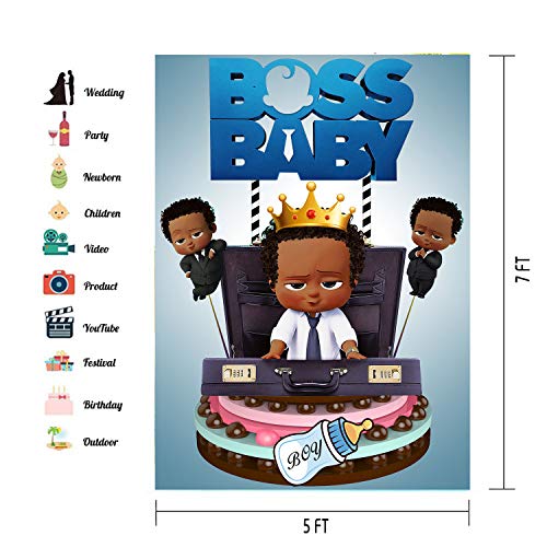 Boss Baby Backdrop for Boy Baby Shower Backgrounds Backdrop African Boy Tabletop Birthday Photographic Background