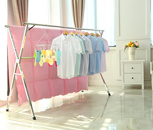 Clothes Drying Rack for Laundry Free Installed Space Saving Folding Hanger Rack Heavy Duty Stainless Steel