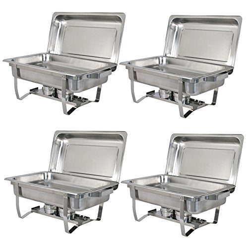 Rectangular Chafing Dish Full Size Chafer Dish Set 8 Pack of 8 Quart Stainless Steel Frame (8)