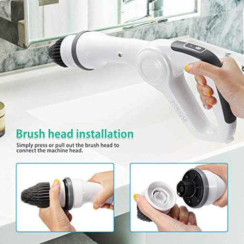 MECO Electric Spin Scrubber, Power Scrubber Cordless High Rotation Handheld Bathroom Scrubber Rechargeable with 3 Replaceable Cleaning Brush Heads for Cleaning Tub, Tile, Floor, Sink, Wall, Window