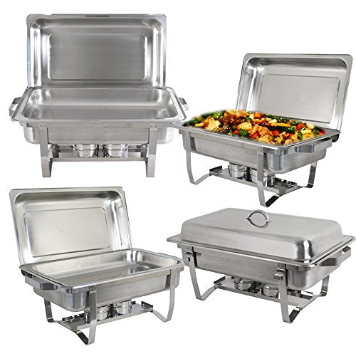 Rectangular Chafing Dish Full Size Chafer Dish Set 8 Pack of 8 Quart Stainless Steel Frame (8)