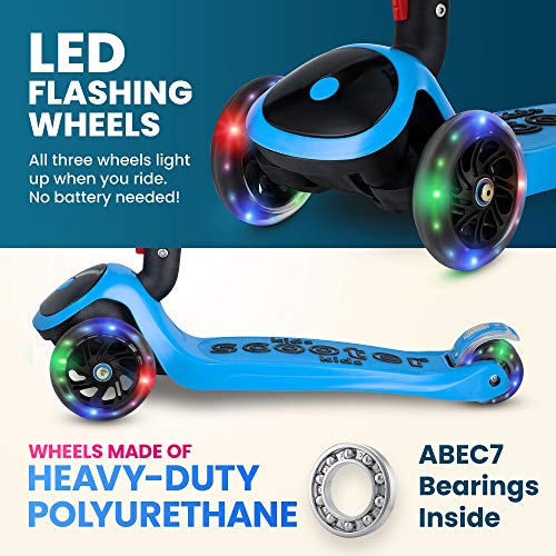 S SKIDEE Scooter for Kids with Foldable and Removable Seat – Adjustable Height, 3 LED Light Wheels, USA Brand 3 Wheels Kick Scooter for Girls & Boys 2-12 Years Old - Y200