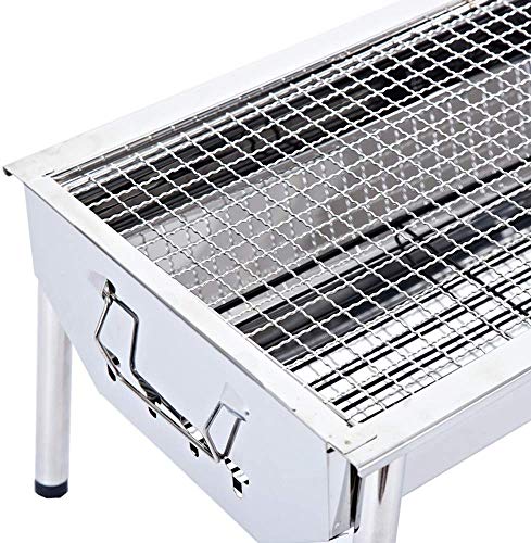 Charcoal Grill Barbecue Portable BBQ - Stainless Steel Folding BBQ Kabab Grill Camping Grill Tabletop Grill Hibachi Grill for Shish Kabob Portable Camping Cooking Small Grill