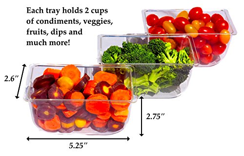Ice Chilled 5 Compartment Condiment Server Caddy - Serving Tray Container with 5 Removable Dishes with over 2 Cup Capacity Each and Hinged Lid | 3 Serving Spoons + 3 Tongs Included