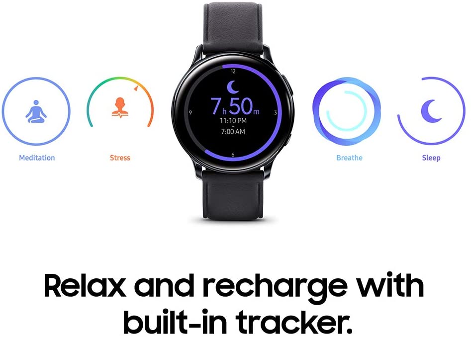 Samsung Galaxy Watch Active2 W/ Enhanced Sleep Tracking Analysis, Auto Workout Tracking, and Pace Coaching (40mm, GPS, Bluetooth), Aqua Black - US Version