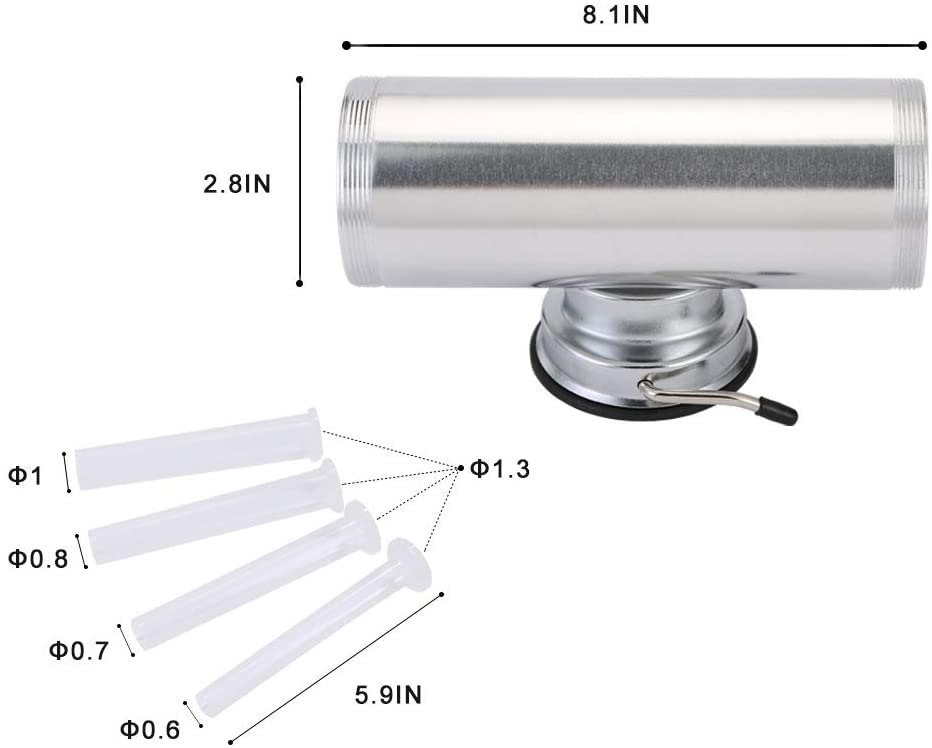 Sausage Stuffer, Stainless Steel Homemade Sausage Maker Vertical Meat Filling Kitchen Machine, Packed 8 Stuffing Tubes (2.5LBS/1.5L)