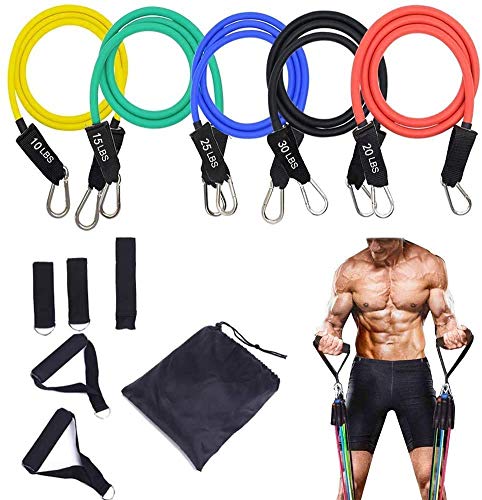 STARISE Resistance Bands Set - 5-Piece Exercise Bands - Portable Home Gym Accessories - Stackable Up to 150 lbs. - Perfect Muscle Builder for Arms, Back, Leg, Chest, Belly, Glutes