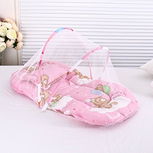 Portable Folding Baby Lounger with Pillow and Full Visibility Mosquito Net