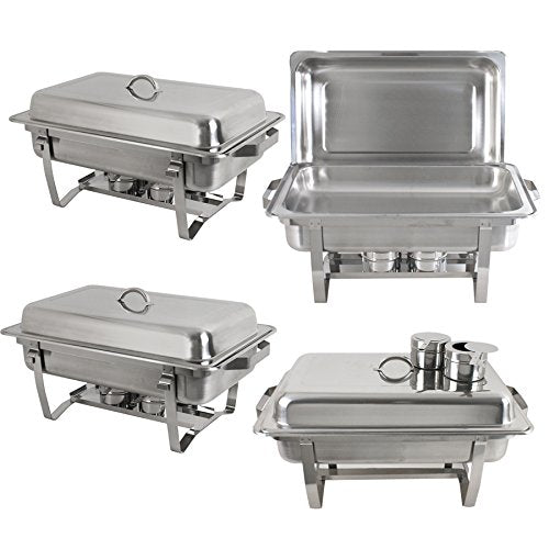 Rectangular Chafing Dish Full Size Chafer Dish Set 8 Pack of 8 Quart Stainless Steel Frame (8)