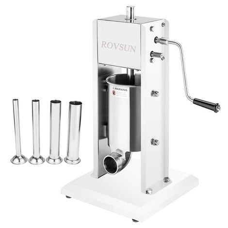 ROVSUN 7LBS/3L Vertical Stainless Steel Sausage Stuffer Maker, Dual Speed Heavy Duty Meat Filler, With 4 Stainless Steel Sausage Tubes, Commercial & Home Use