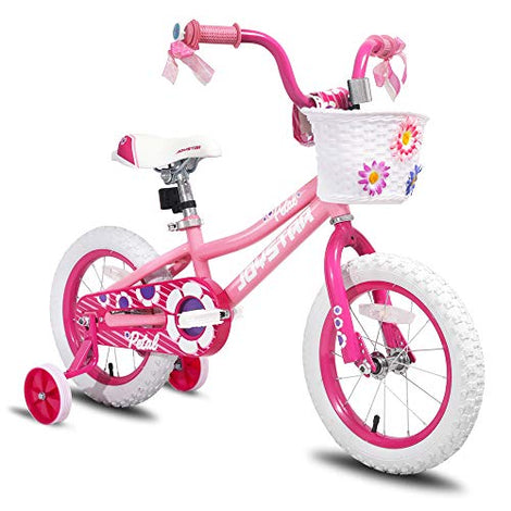 JOYSTAR 12 Inch Kids Bike with Training Wheels for 2-7 Years Old Girls 32" - 53" Tall, Toddler Bike with 85% Assembled, Pink, Purple