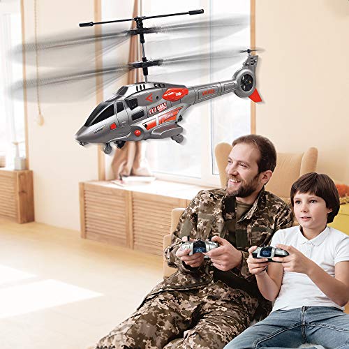 RC Helicopter, VATOS Remote Control Helicopter with Gyro and LED Light 3.5 Channel Alloy Mini Military Series Helicopter for Kids & Adult Indoor Micro RC Helicopter Toy Gift for Boys Girls