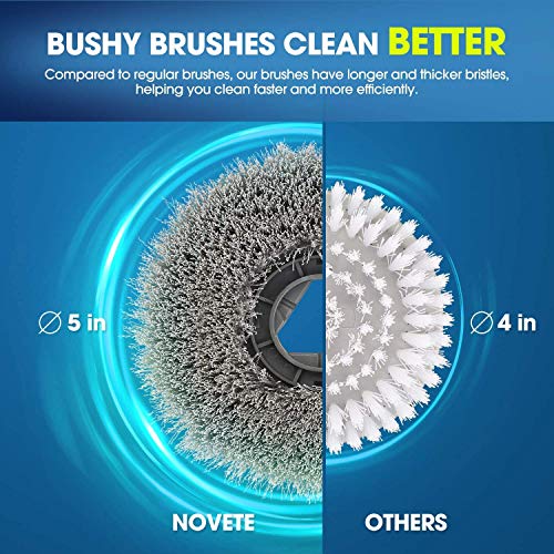 Electric Spin Scrubber, NOVETE Cordless Shower Bathroom Scrubber with Long Adjustable Extension Arm, 3 Upgraded Cleaning Brush Heads, Spin Scrubber for Tub Tile Floor, Ideal Gift for Family & Friends