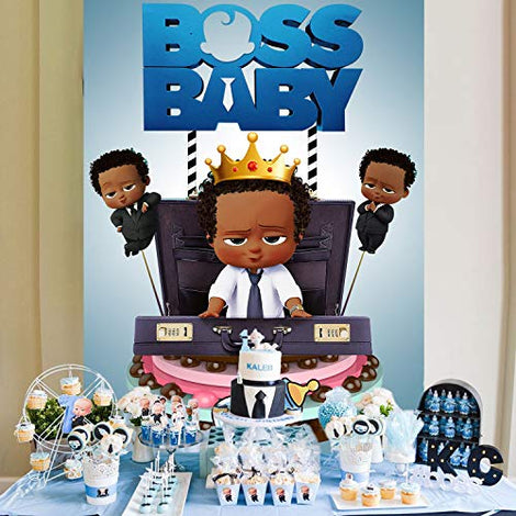 Boss Baby Backdrop for Boy Baby Shower Backgrounds Backdrop African Boy Tabletop Birthday Photographic Background