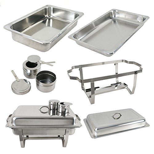 Stainless Steel Chafing Dish Full Size Chafer Dish Set 6 Pack of 8 Quart For Catering Buffet Warmer Tray Kitchen Party Dining (Rectangular)