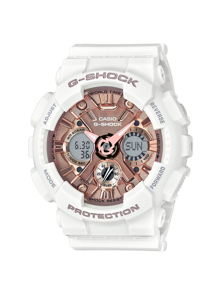 Casio G-Shock Women's Shock Resistant 200 Meter Water Resitant Watch, ( Model GMA-S120MF-7A2CR) - White