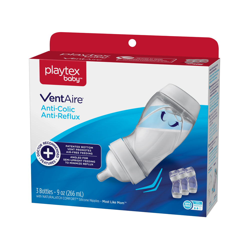 Playtex Baby VentAire Complete Tummy Comfort Baby Bottles, 9 oz, 3 pk