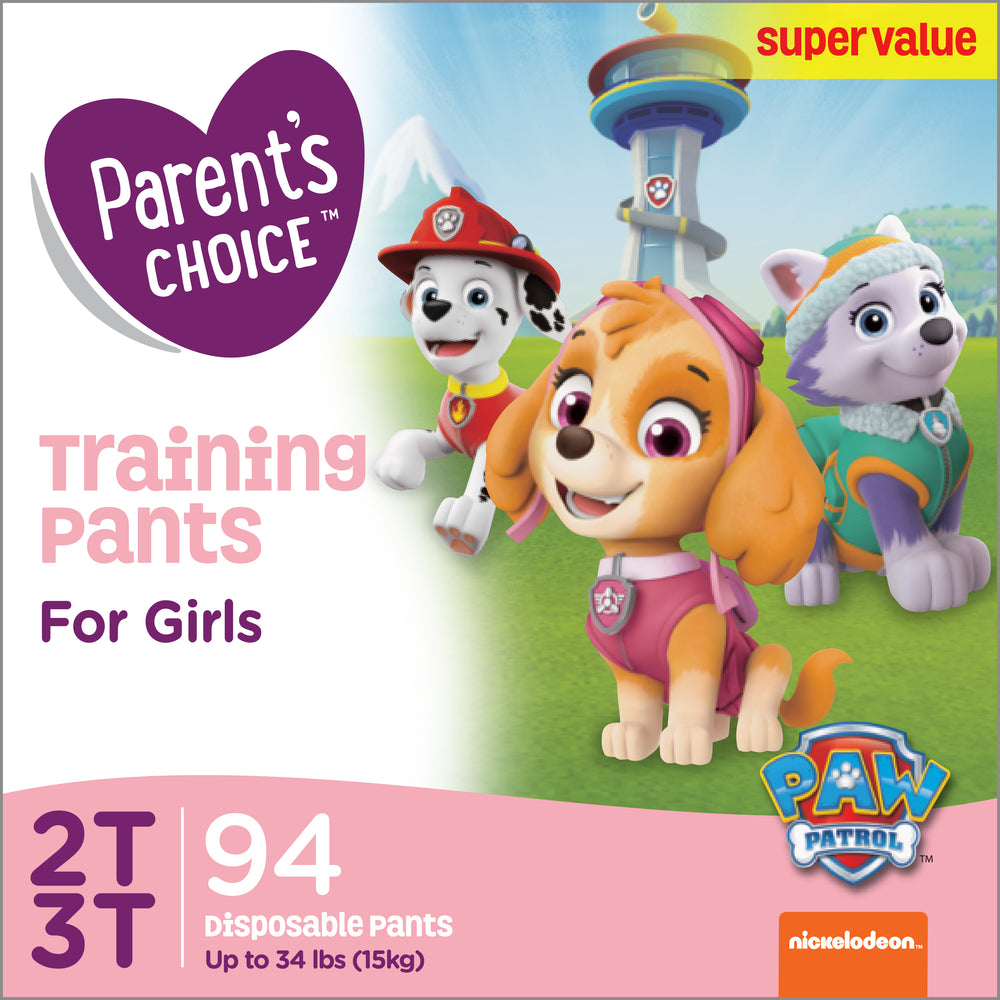 Parent's Choice Training Pants for Girls, Size 2T-3T, 94 Count