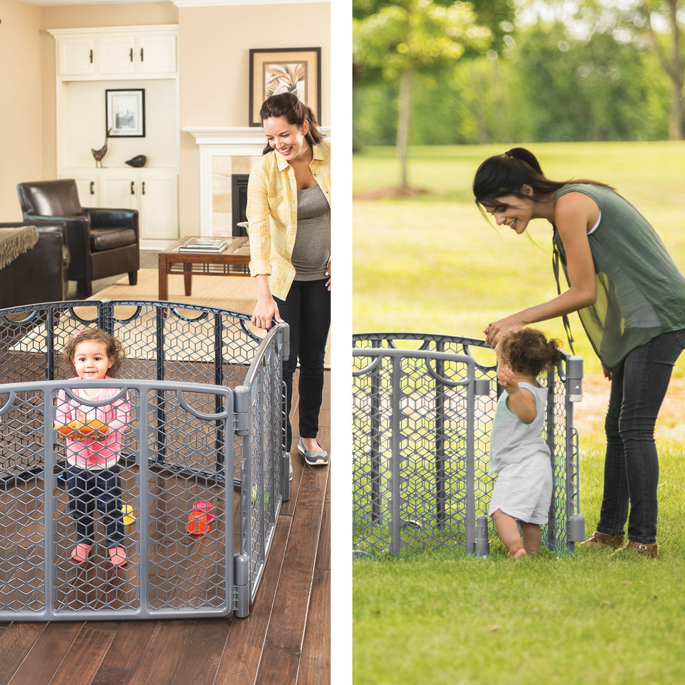 Evenflo Versatile Playspace Indoor/Outdoor Gate, Cool Gray
