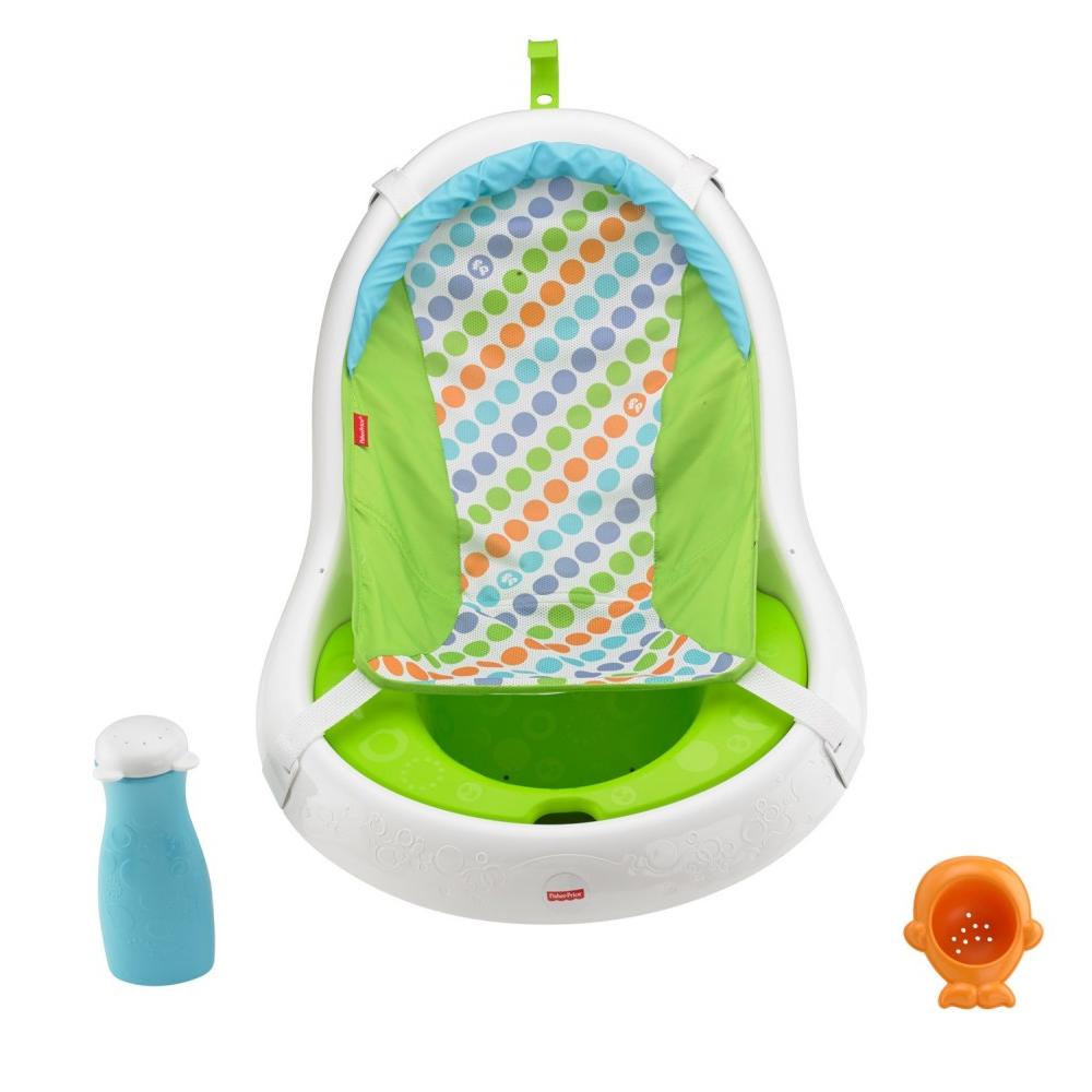 Fisher-Price 4-in-1 Sling Seat Convertible Baby Bath Tub, Green