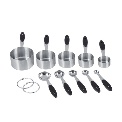 Tbest 10 Pieces Stainless Steel Measuring Cups and Spoons with Silicone Handle Grip Kitchen M,measuring cups