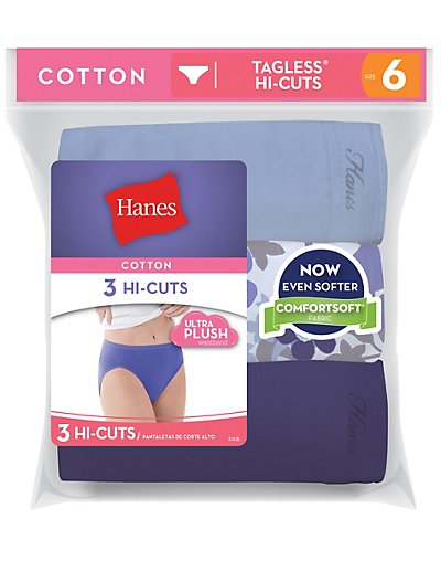 Women's Cotton Hi-Cuts 3 Pack Panties Underwear