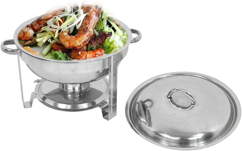 SUPER DEAL Upgraded 2 Qt Full Size Stainless Steel Chafing Dish Round Chafer Buffet Catering Warmer Set w/Food and Water Pan, Lid, Solid Stand and Fuel Holder