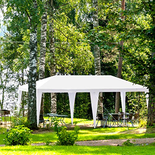 Tangkula 10'x20' Outdoor Wedding Tent, Canopy Tent 4 Walls with Window BBQ Party Outdoor Canopy Tent White