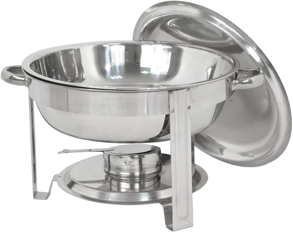 SUPER DEAL Upgraded 2 Qt Full Size Stainless Steel Chafing Dish Round Chafer Buffet Catering Warmer Set w/Food and Water Pan, Lid, Solid Stand and Fuel Holder