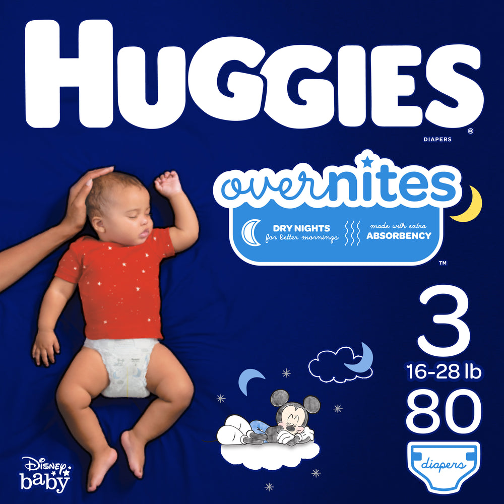 HUGGIES OverNites Diapers, Size 3, 80 Count