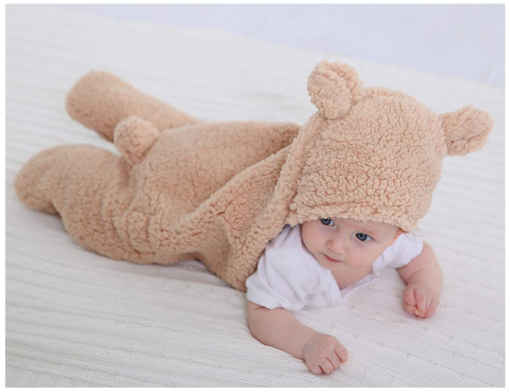 Cute Newborn Baby Boys Girls Blankets Plush Swaddle Blankets Brown