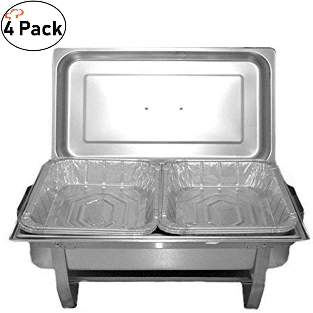TigerChef Chafing Dish Buffet Set - Chaffing Dishes Stainless Steel - 8 Chafer and Buffet Warmer Sets with Water Pan, Food Pan, Lid