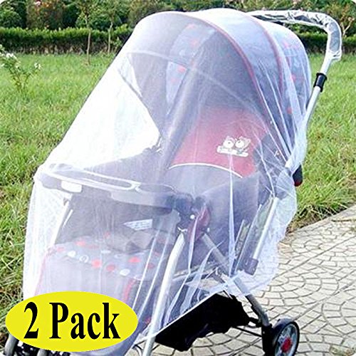 Swity Home 2 Pack Baby Mosquito Net for Strollers, Car Seats, Cradles, White