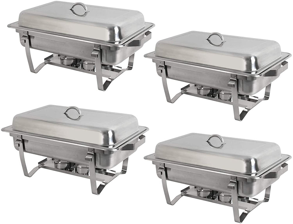 Rectangular Chafing Dish Full Size Chafer Dish Set 8 Pack of 8 Quart Stainless Steel Frame (8)