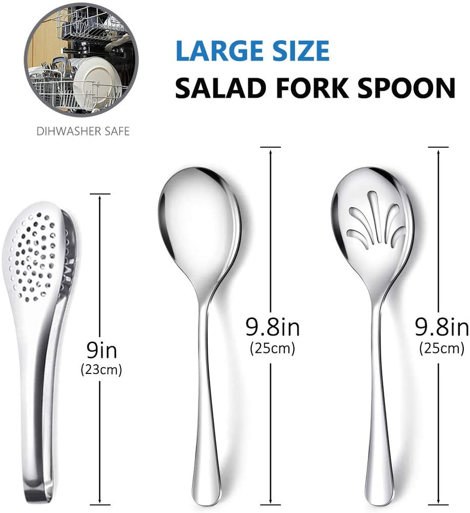 Stainless Steel Metal Serving Utensils - Large Set of 9-10