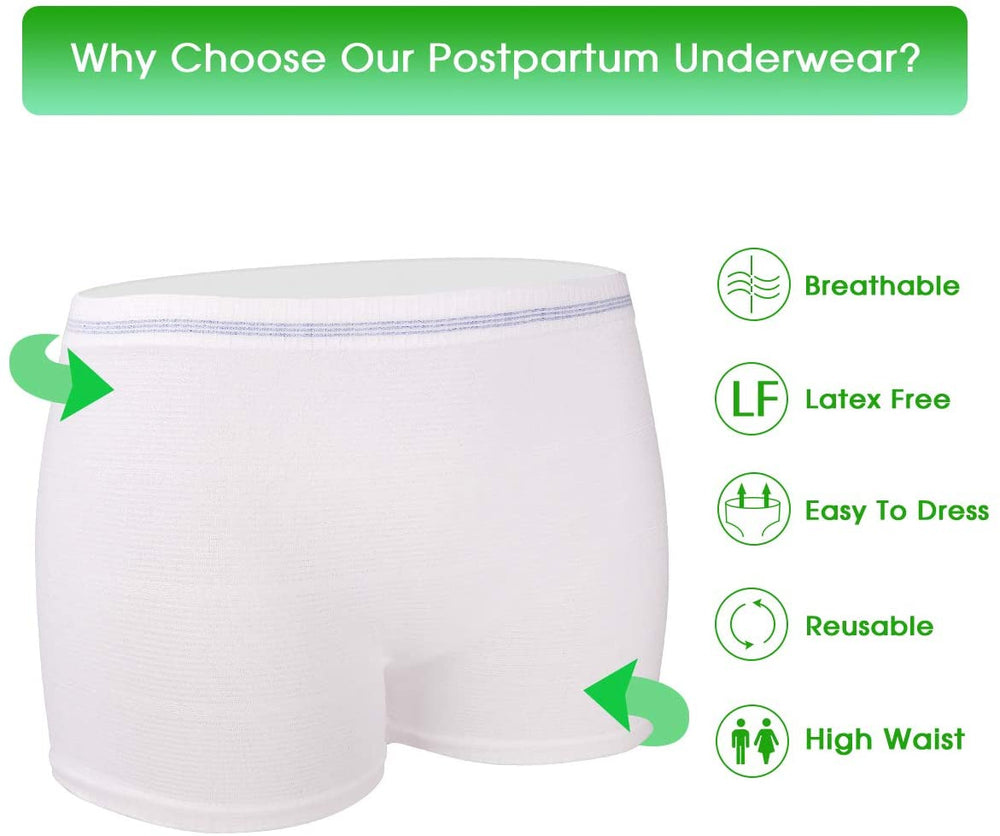 Mesh Underwear Postpartum 4 Count Disposable Postpartum Underwear Hospital Mesh Panties for Post C-Section, Maternity Briefs - Washable | Stretchy,High Waist Mesh Postpartum Underwear Women