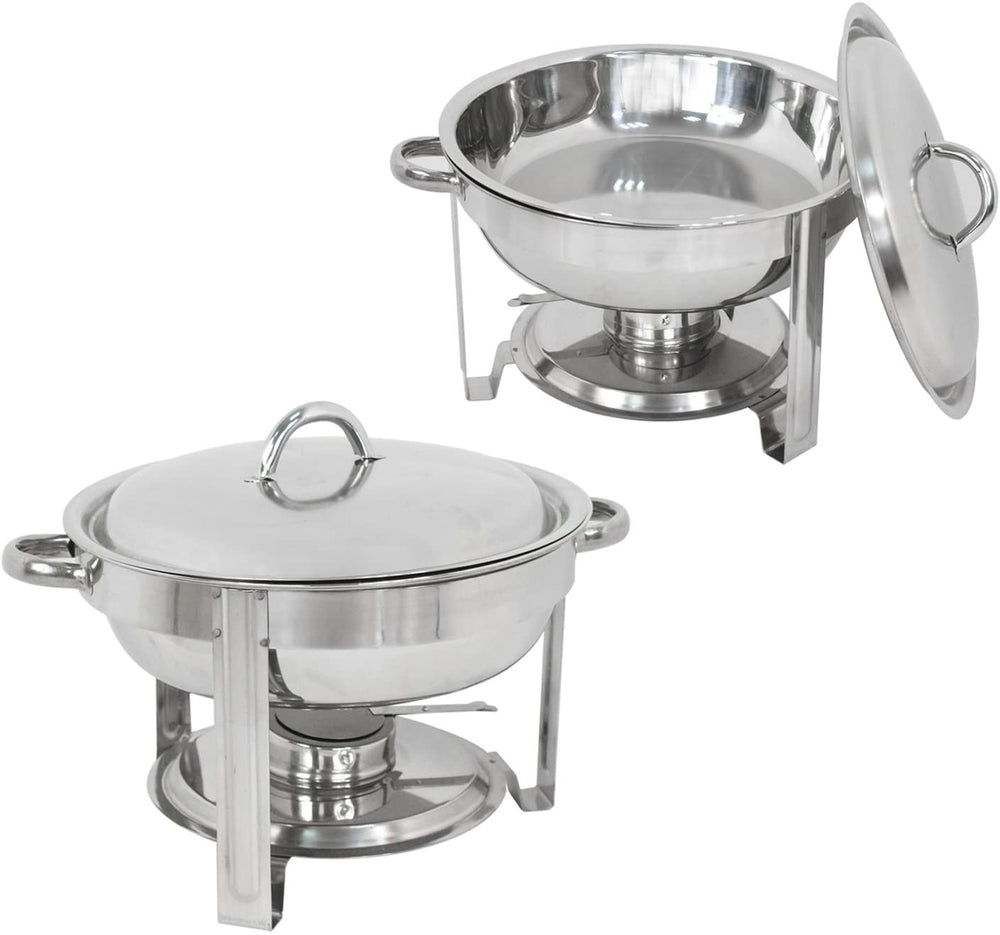 SUPER DEAL Upgraded 2 Qt Full Size Stainless Steel Chafing Dish Round Chafer Buffet Catering Warmer Set w/Food and Water Pan, Lid, Solid Stand and Fuel Holder