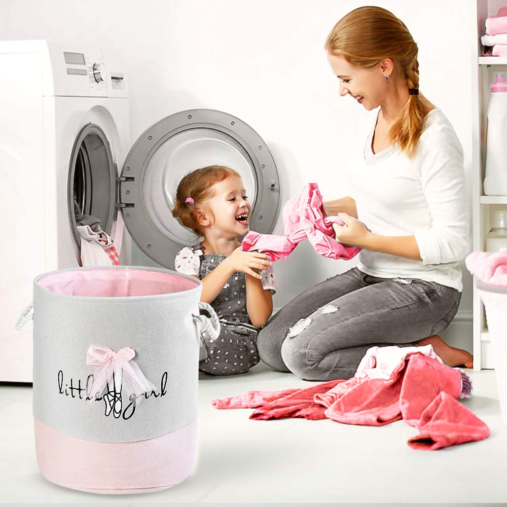 NIBESSER Ballet Laundry Hamper for Nursery Room or Kids Bedroom,Foldable Collapsible Cotton Cartoon Basket Organizer,Children and Pet Storage Bin Container for Toys, Baby Products and Clothing