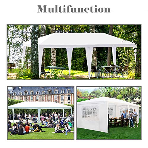 Tangkula 10'x20' Outdoor Wedding Tent, Canopy Tent 4 Walls with Window BBQ Party Outdoor Canopy Tent White