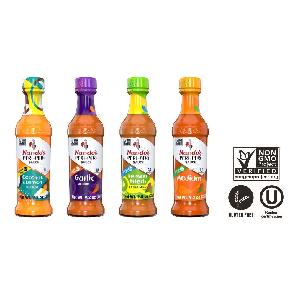 Nando's PERi PERi Hot Sauce Lovers Pack - Garlic, Medium, Hot, Extra Extra Hot - 9.1oz Bottles, 4PK