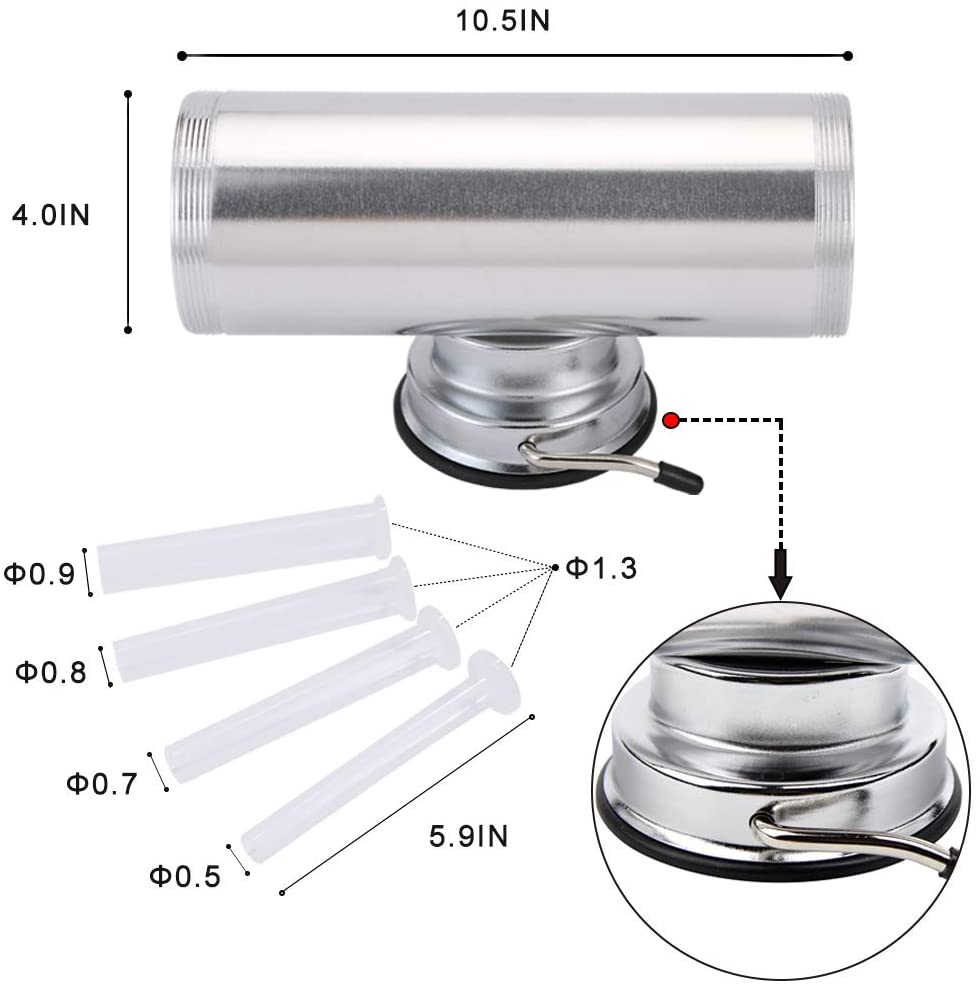 Sausage Stuffer, Stainless Steel Homemade Sausage Maker Vertical Meat Filling Kitchen Machine, Packed 8 Stuffing Tubes (2.5LBS/1.5L)