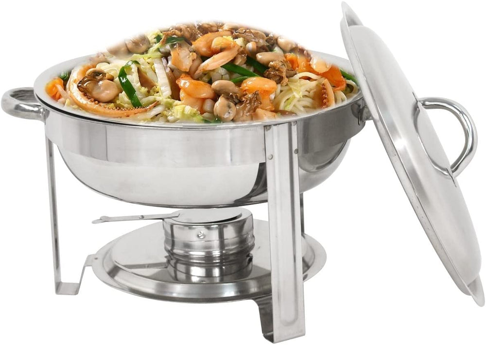 SUPER DEAL Upgraded 2 Qt Full Size Stainless Steel Chafing Dish Round Chafer Buffet Catering Warmer Set w/Food and Water Pan, Lid, Solid Stand and Fuel Holder