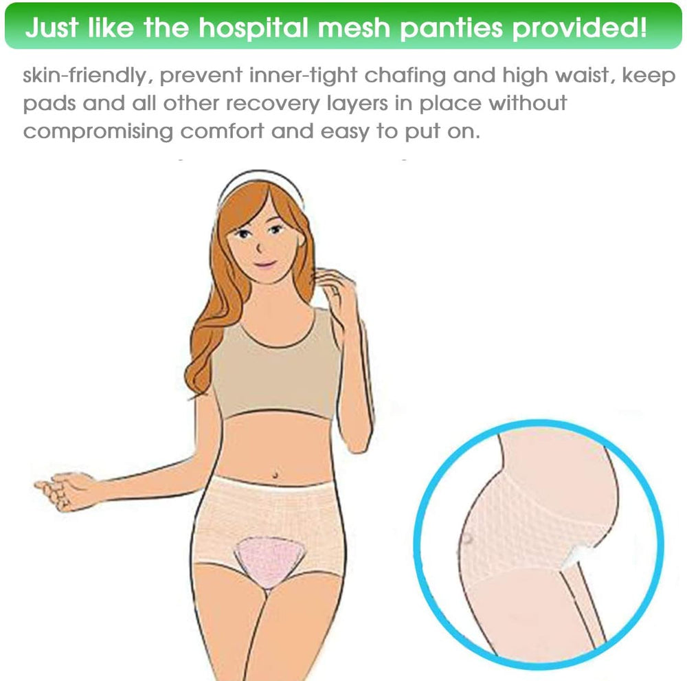Mesh Underwear Postpartum 4 Count Disposable Postpartum Underwear Hospital Mesh Panties for Post C-Section, Maternity Briefs - Washable | Stretchy,High Waist Mesh Postpartum Underwear Women