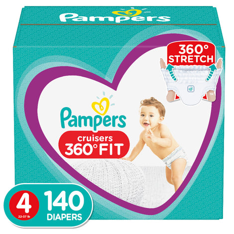 Pampers Cruisers 360 Fit Active Comfort Diapers, Size 4, 140 Ct